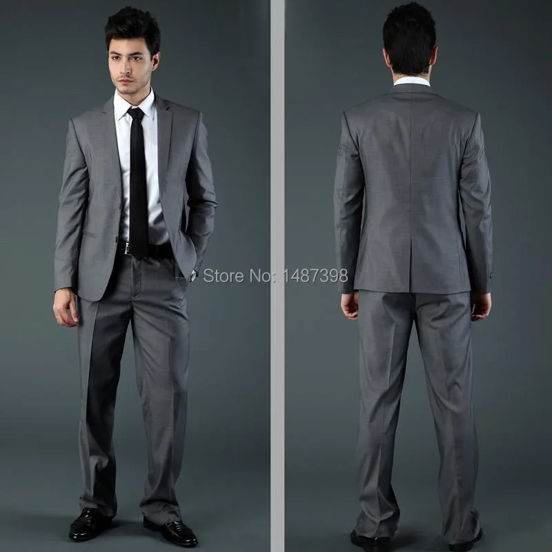 Hot sale 2016 mens suits and tuxedos suit for men blue black light gray two button pieces coat+pants free shipping | Мужская одежда