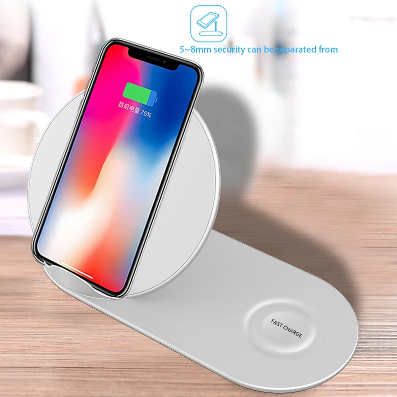 2 в 1 быстрое зарядное устройство Беспроводная зарядка для samsung gear S2 S3 S4 iPhone X XS MAX S8