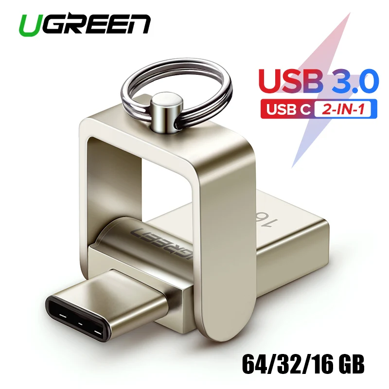 Ugreen USB Flash Drive 32 ГБ OTG Металла 3.0 флэш Накопитель Ключ 64 Тип C Высокой Скорости флешки