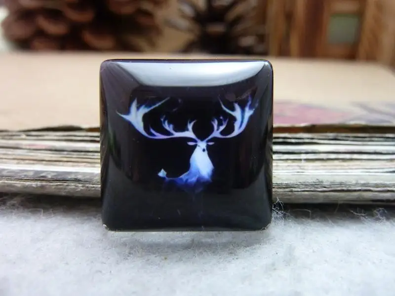 6pcs 20x20mm Handmade Square Glass Cabochon Vintage Photo (deer) GT1-33 | Украшения и аксессуары