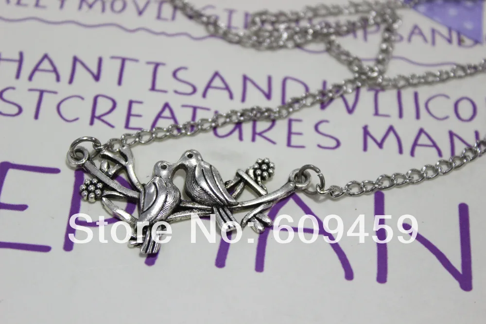 3D Love Birds Necklace. Two birds on Tree Branch. Detailed Bird Charm necklace Mandarin ducks Necklace|necklace brand|necklace mp3necklace pack |