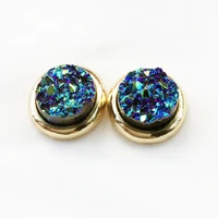 5 pair set mini stud earrings iridescent druzy imitation rock stone chic jewelry