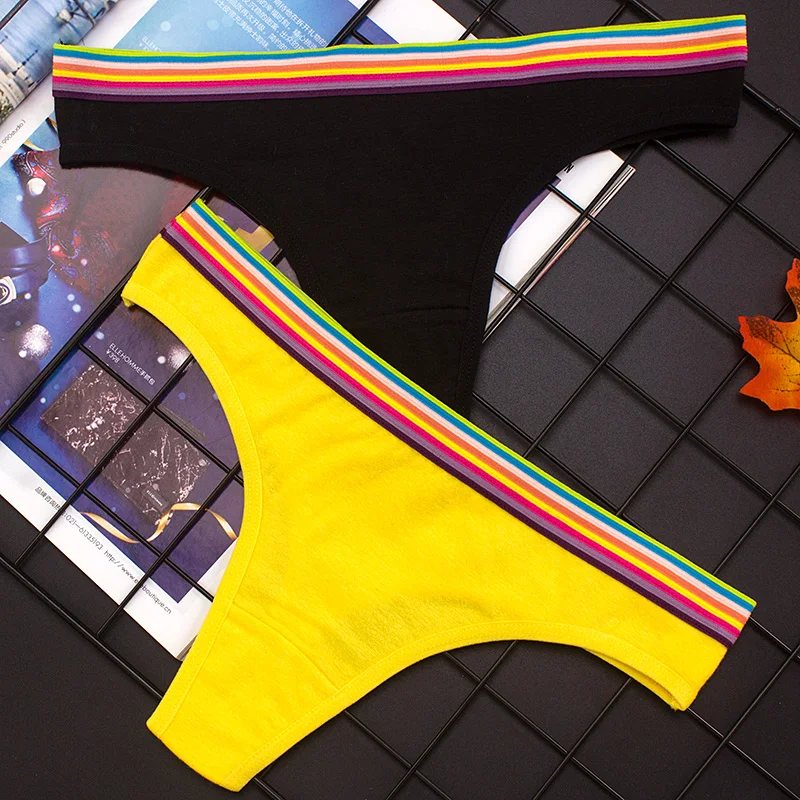 Хлопковые стринги трусы Для женщин нижнее белье однотонные танга женские