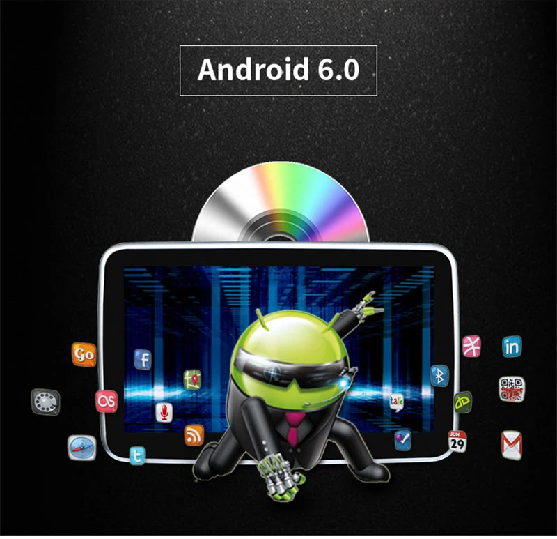 XST 10,1 дюймов Android 6,0 Автомобильный подголовник монитор HD 1080 P видео dvd-плеер ips сенсорный экран wifi/HDMI/USB/SD/Bluetooth/FM/динамик