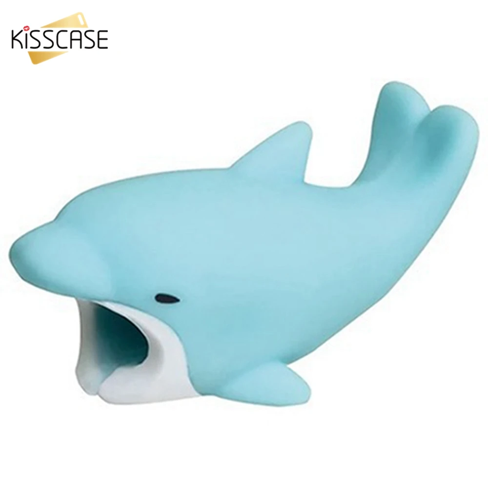 KISSCASE Dolphin Bite Cable Protector Foe iphone 7 X защитный интерфейс линия органайзер USB Type C кабели