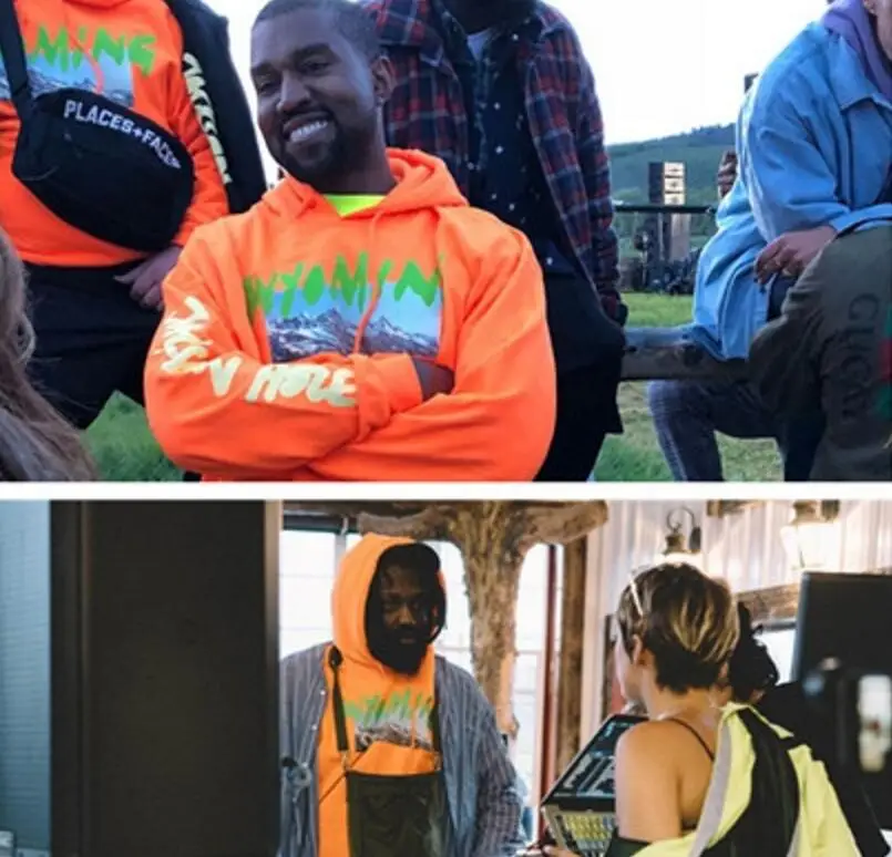Kanye West Вайоминг прослушивание Толстовка для вечеринок сезон 5 негабаритных гор узор с буквенным принтом Мужские толстовки хип-хоп толстовка