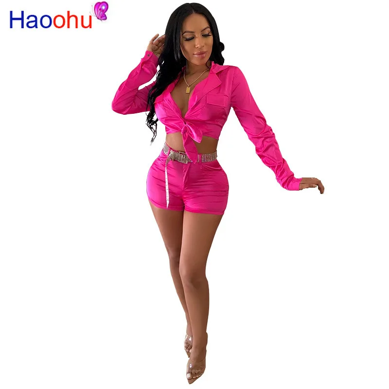 

HAOOHU Neon Green Rose Sexy Two Piece Set Festival Clothing Crop Top and Biker Shorts Matching Sets 2 Piece Outfits for Women