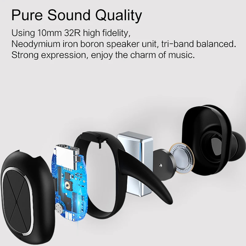 USAMS вкладыши Беспроводной Bluetooth V4.1 наушники 2 в 1 Smart Connect HD Шум снижение Hands free