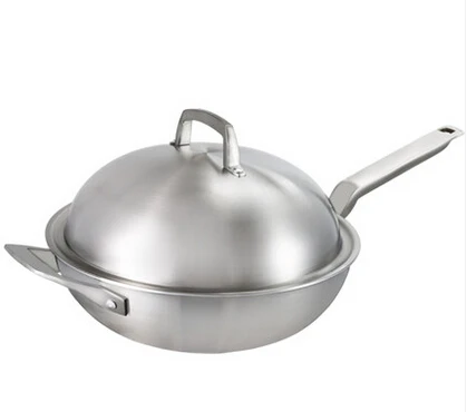 Бесплатная доставка ВОК пятислойная Сковорода из нержавеющей стали кухонная