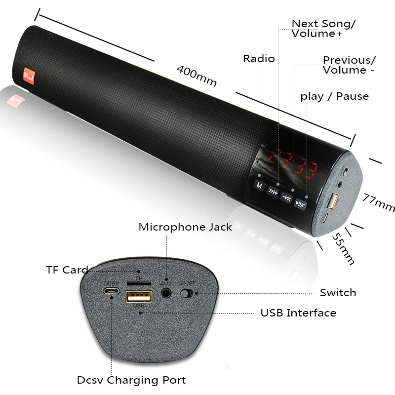 M& J 10 Вт HIFI Портативный беспроводной Bluetooth динамик стерео Саундбар TF FM USB 3D объемный сабвуфер Колонка для компьютера ТВ телефона