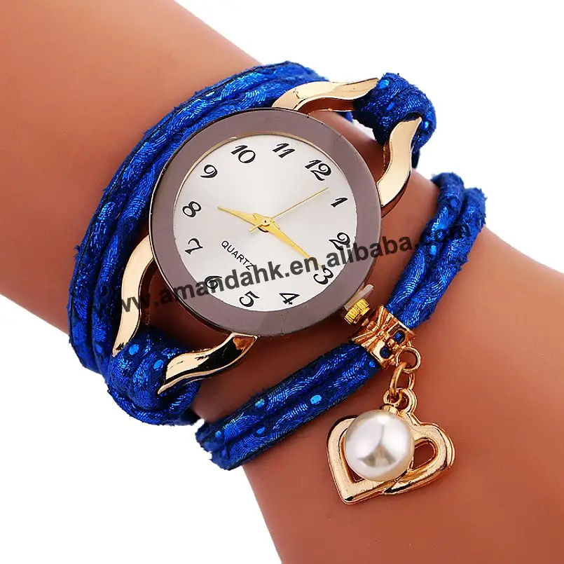 Wholesale New Men Quartz Long Wrap Watches Hour Clock Men Sports Casual Gold Wrist Watch Women Dress Double Heart Wrist Watches