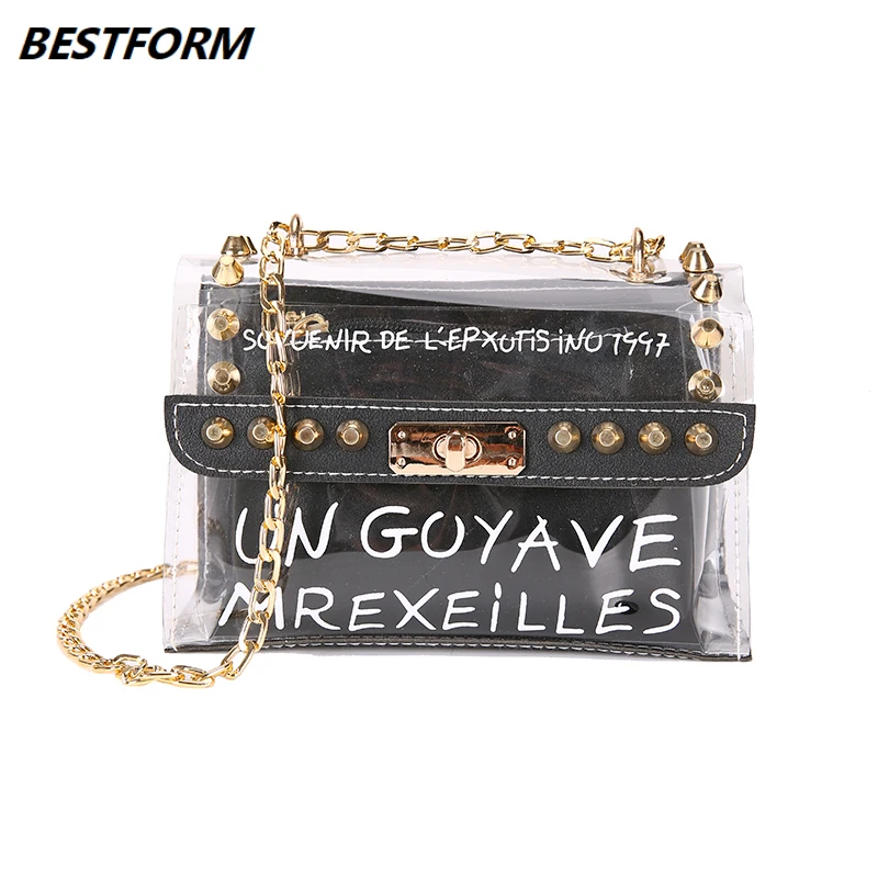 BESTFORM прозрачные гелевые сумки для женщин мини-заклепка дамские на плечо из