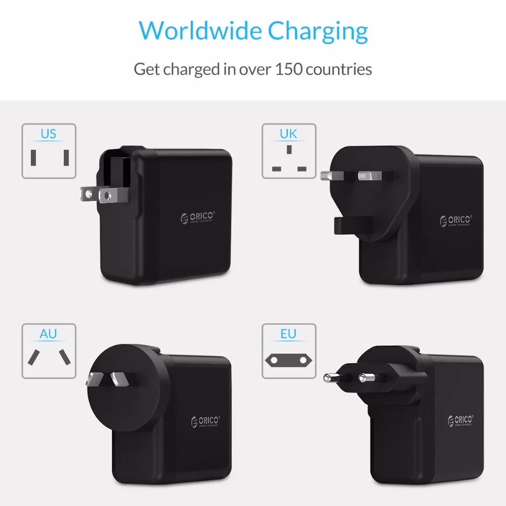 Дорожное зарядное устройство ORICO с 4 USB-портами и преобразователем 5 В 6 8 А 34 Вт |