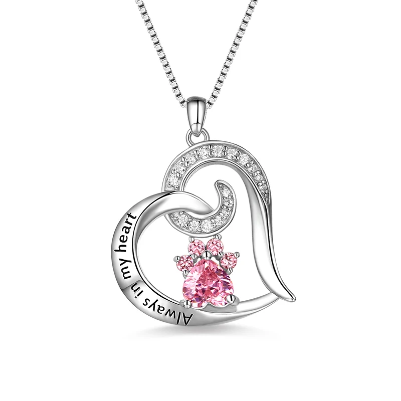 Wholesale Custom Paw Print Jewelry &quotAlways In My Heart&quot Birthstone Memorial Dog&ampCat Necklace | Украшения и аксессуары