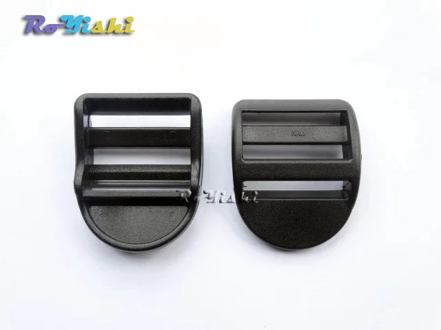 100pcs/pack 1&quotBlack Ladder Lock Slider Plastic Buckles Backpack Straps Webbing 26mm | &amp Hooks