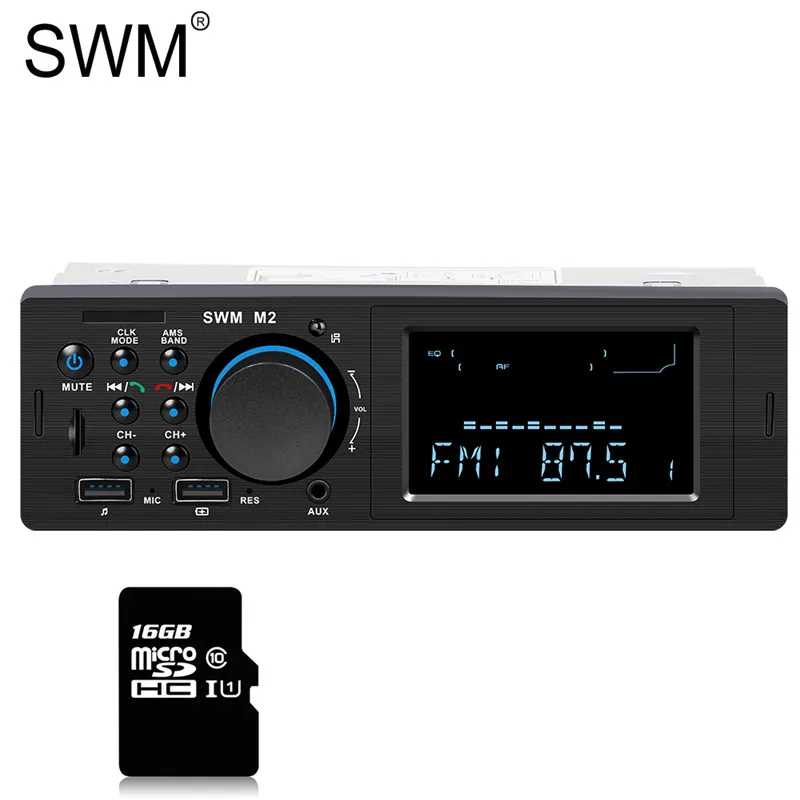 Radio with 16G Card SWM Автомобильный MP3-плеер мультимедийный двойной USB автомобильный Радио кассетный плеер 12 в Bluetooth громкая связь вызов автомобильный аудио Tf U диск Aux FM пульт дистанционного управления - Цвет: Radio with 16G Card