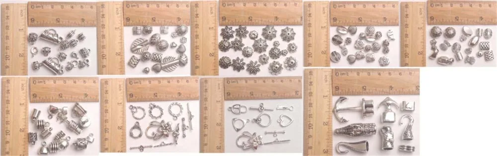 One Box of 134PCS Mixed Lots Bail Spacer Bead Cap Cord End Clasps Toggle