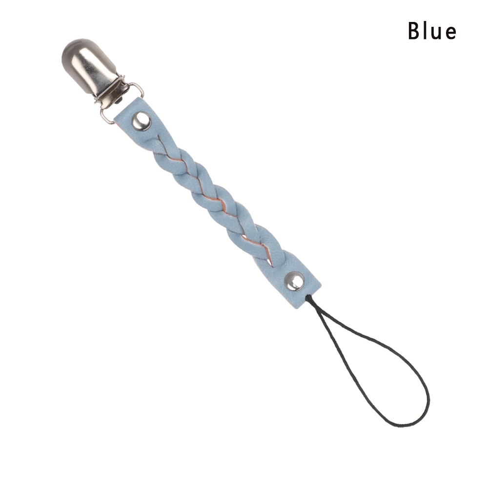 Blue Лидер продаж; 1 шт.; кожа+ металл; для маленьких мальчиков и девочек; пустышка; кожаная пустышка; держатель-цепочка; подарки - Цвет: Blue