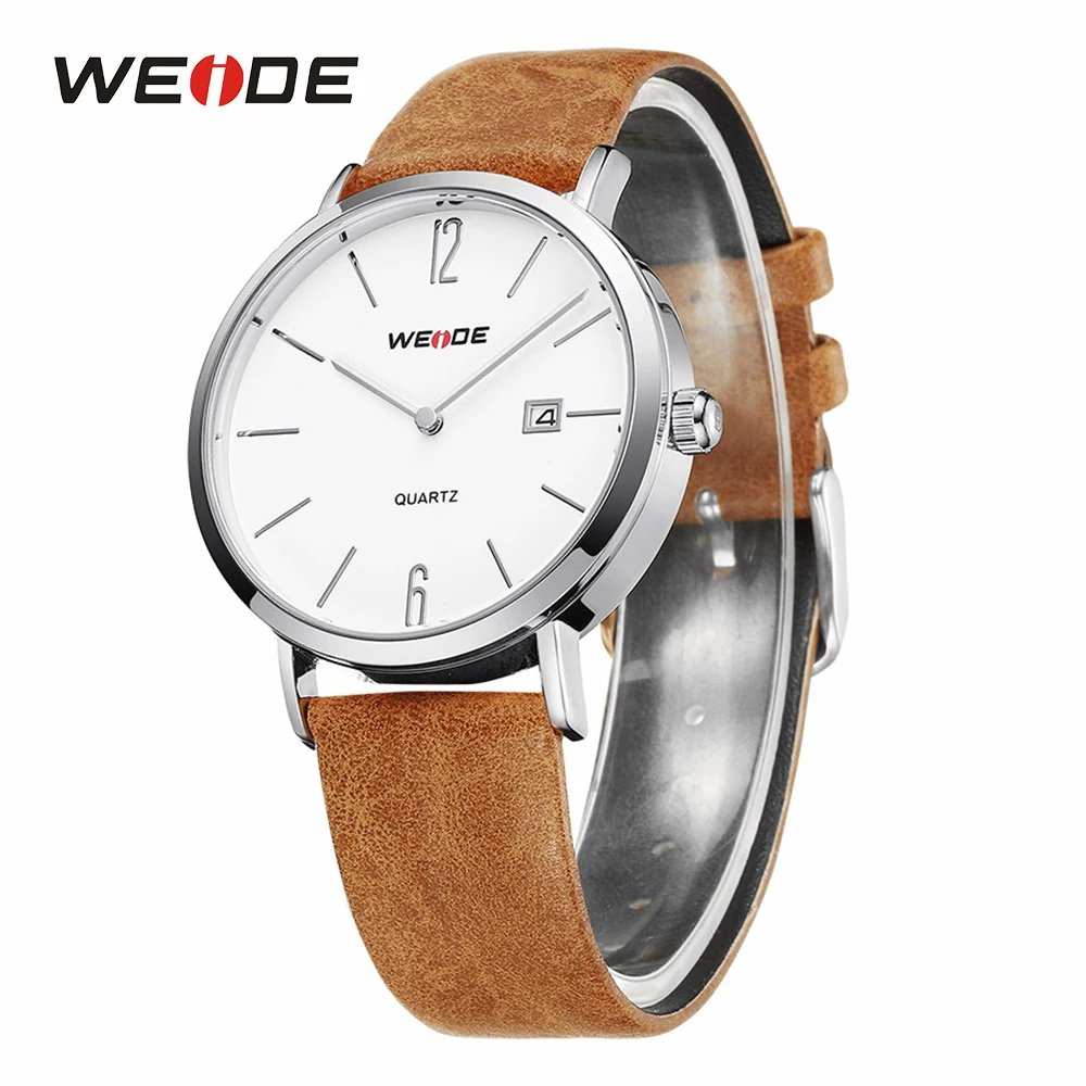 WEIDE кожа часы аналоговые кварцевые для мужчин Роскошные Спортивные Модные