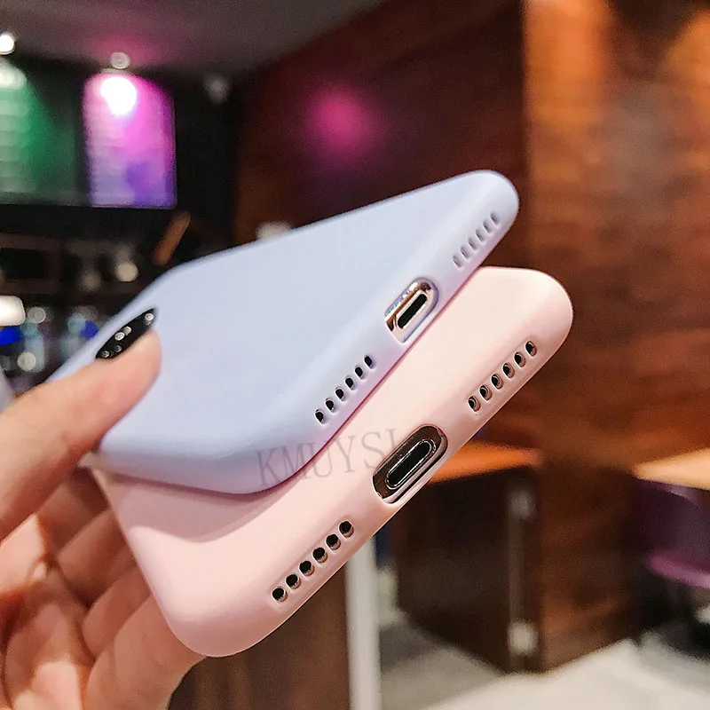 Цветной силиконовый защитный чехол для iphone XR X XS Max 6 6S 7 8 Plus 5 5S SE милый мягкий простой модный чехол для телефона