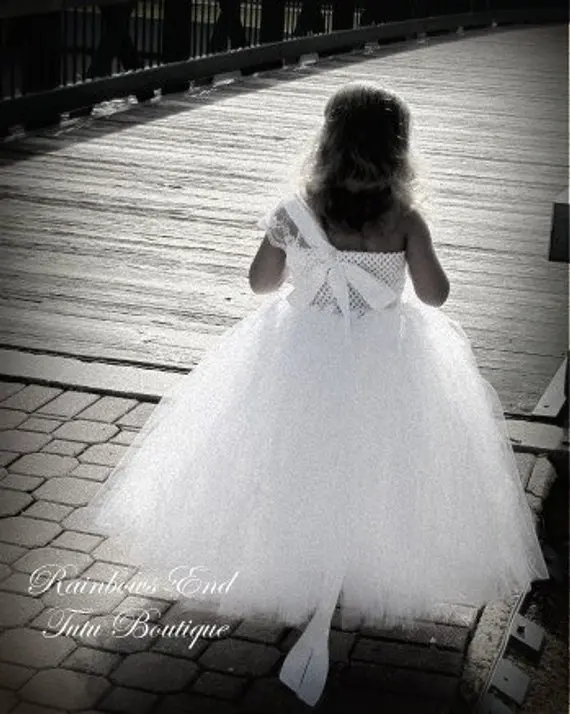 POSH DREAM Elegance White Flower Girls Tutu Dresses for Wedding Children Couture Girl Baptism Birthday Dress | Детская одежда и