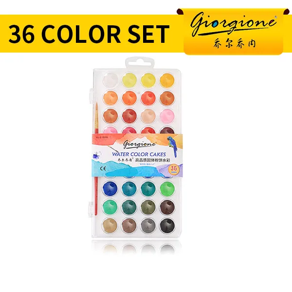 36 color 36 цветов порошок сплошной ватный цвет краски набор с краской кисти яркий цвет портативный водный цвет пигменты для студентов товары для рукоделия - Цвет: 36 color