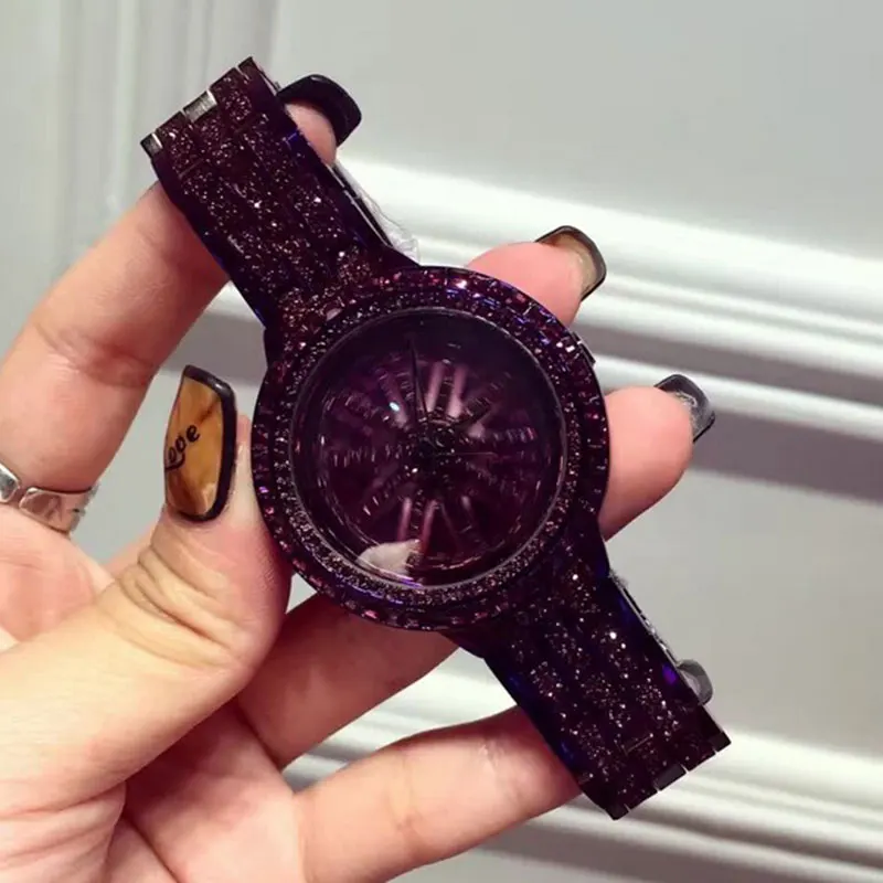 2020 Роскошные Брендовые женские часы полностью алмазные вращающиеся наручные с