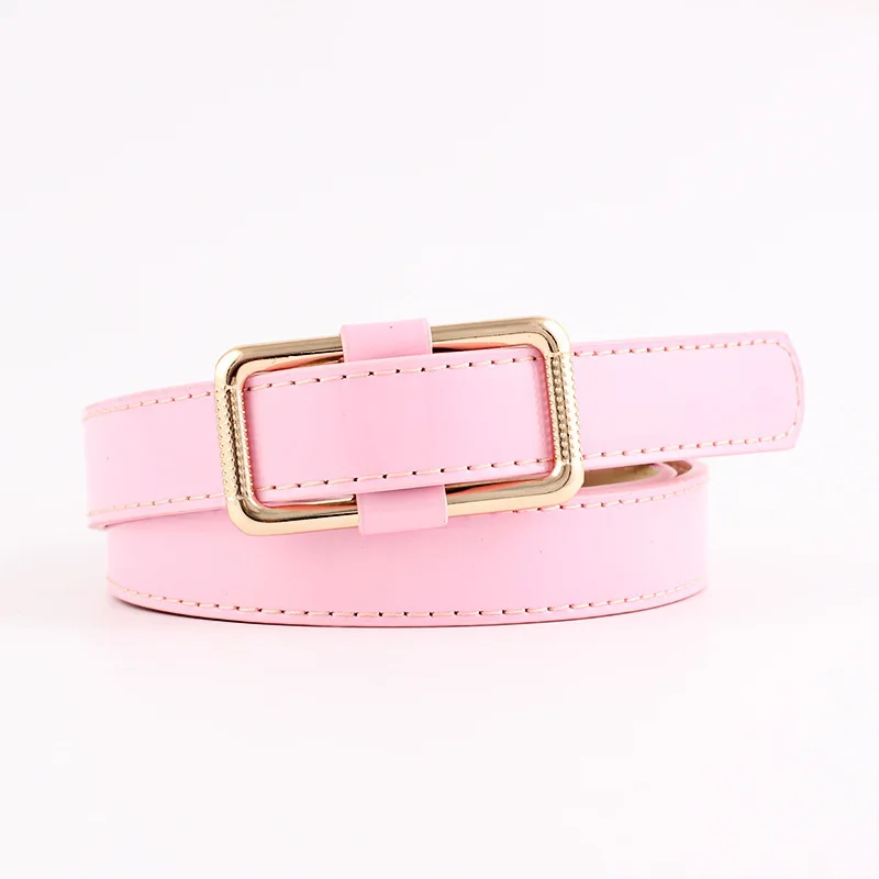 Light pink Женские ремни кожаный пояс Пояс для одежды аксессуары карамельный цвет металлическая пряжка Тонкий Повседневный ремень - Цвет: Light pink