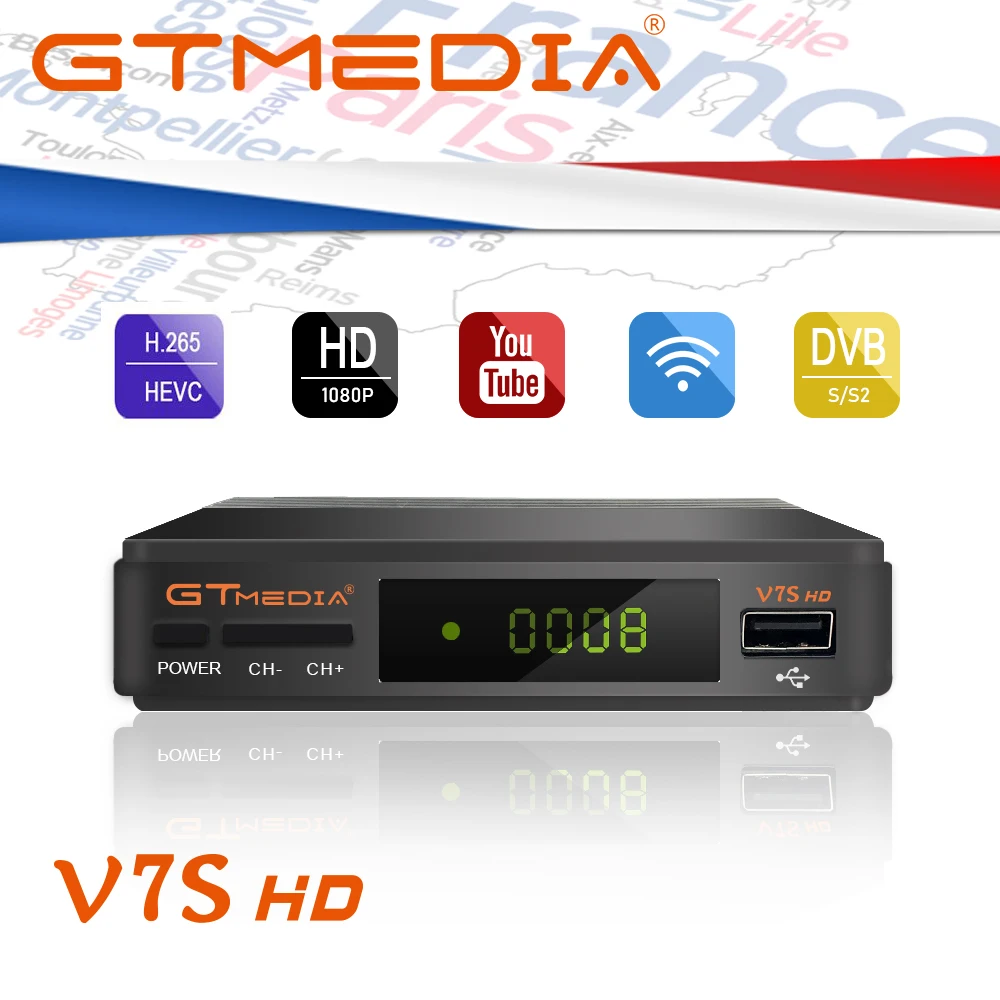 GT Media V7s HD DVB S2 Freesat V7 спутниковый ресивер декодер обновление с USB WiFi FTA 1080P Full