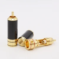 4pcs high quality hifi audio usa copper gold plated carbon fiber rca extension connector plugs