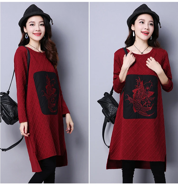 Женское платье с принтом в стиле ретро большого размера новинка 2020 осенне зимнее