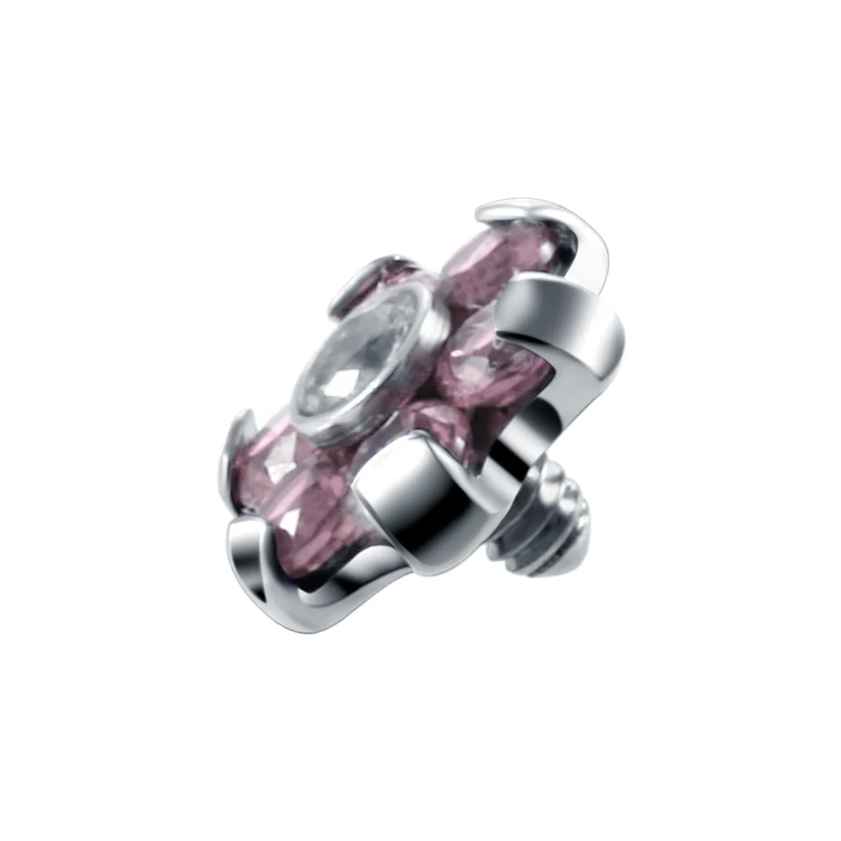 Style3 1.2x5mm 1 шт. стальной опал цветок микро Кожный Якорь Топ пирсинг CZ драгоценный камень Микро Кожа Верхняя поверхность Skinner Diver пирсинг сексуальные украшения для тела - Окраска металла: Style3 1.2x5mm