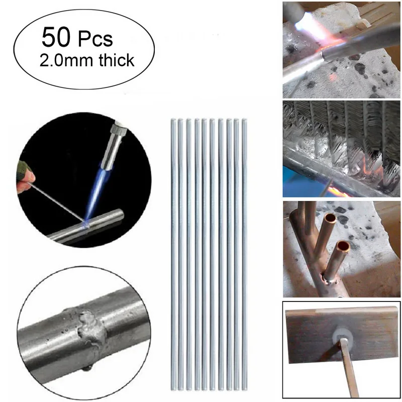 50pcs 2.0mm 100/500 шт сварочная проволока ящик для хранения 1,6 мм/2 мм* 50 см Низкий Температура Алюминий сварочная проволока флюсовой сердцевины сварочная проволока ящик для хранения - Цвет: 50pcs 2.0mm