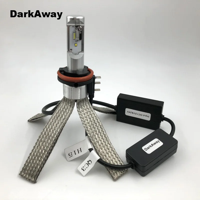 DarkAway Canbus H15 Светодиодный фонарь без ошибок, Автомобильный светодиодный фонарь H15 лампа дальнего света 40 Вт 5600лм 6000 К белый IP67