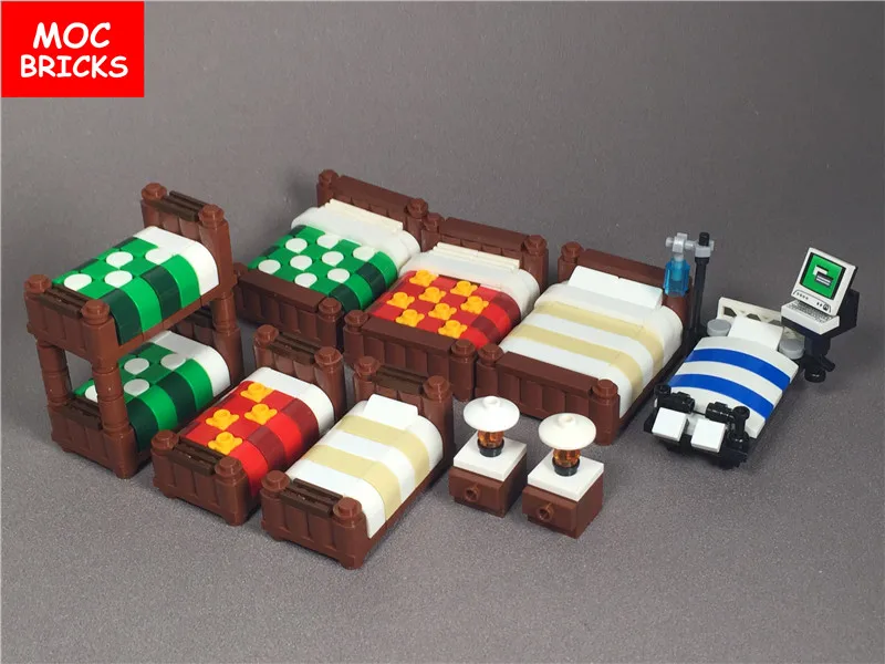 Фото 5 шт./лот MOC кирпичи сделай сам красочная декоративная мебель двойная кровать 5 шт./лот MOC кирпичи сделай сам красочная декоративная мебель двойная кровать