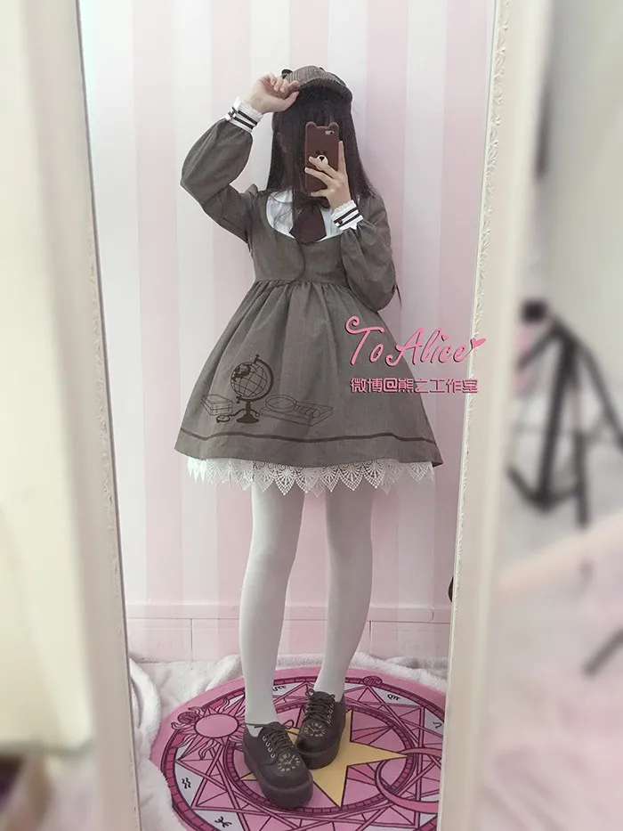 Винтажный Британский детективный кот для женщин Neko Paw Print Tie двубортный коричневый плащ милый элегантный стиль Лолита зимняя верхняя одежда