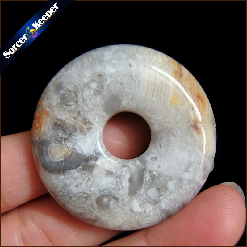 Подвеска круглая в форме пончика из натурального бешеного кружева модное