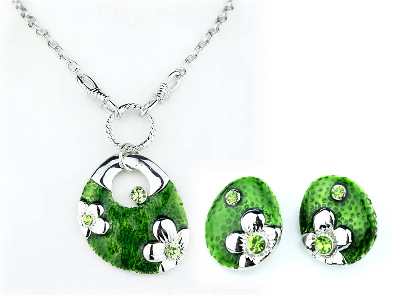 Сплав эмаль цветок ожерелье металлическая цепочка ожерелья и серьги набор