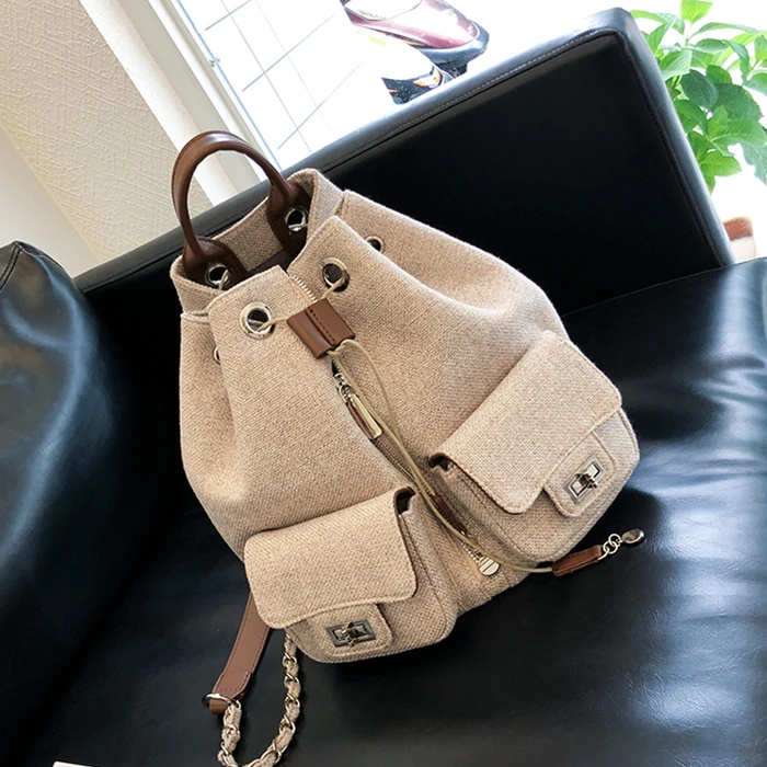 Женский рюкзак из хлопка и льна новая женская сумка летняя модная трендовая