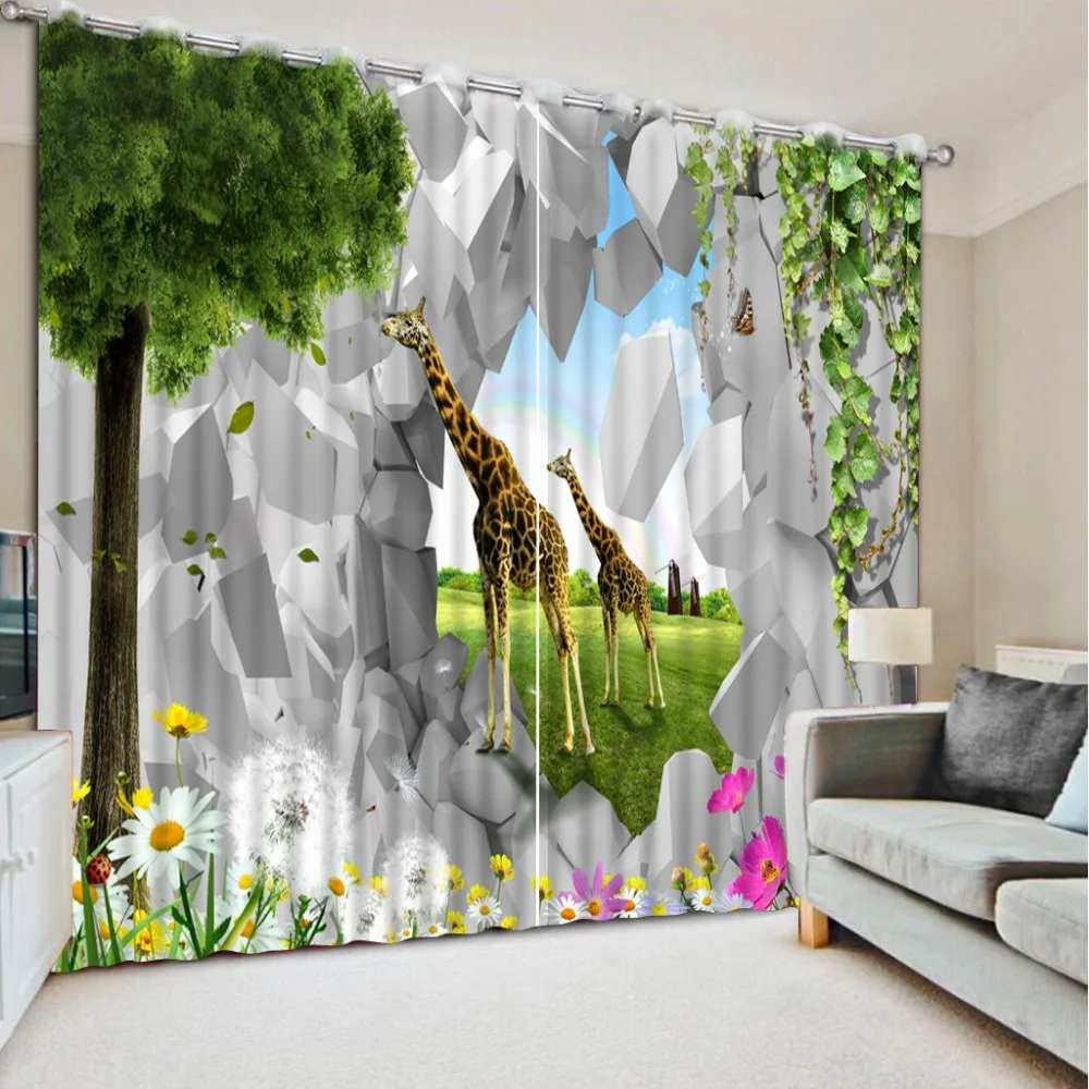 

Fashion 3D Home Decor Beautiful model home curtains 3d printing custom curtain broken brick curtains living room window