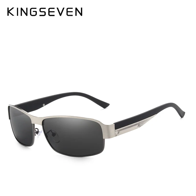 KINGSEVEN Fashion Sunglasses Men Driving Sun Glasses For Men Brand Design High Quality Eyewear Male - Цвет линз: Gun Gray