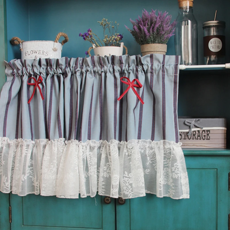 Хлопковая полузанавеска senконус в синюю полоску римские занавески s белая