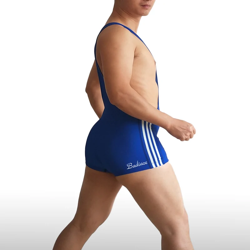 Badiace с низким вырезом бедра пользовательские мужские борцовки Singlet Профессиональный Тяжелая атлетика тренажерный зал наряд человек цельный купальник