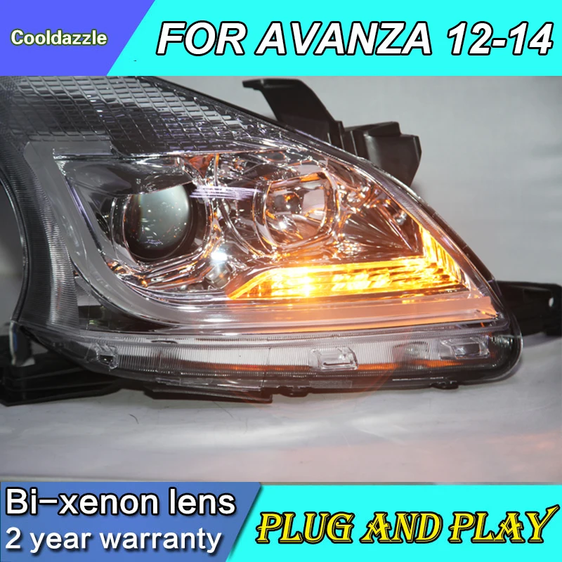 Автомобильный Стайлинг для Toyota Avanza светодиодный головной фары 2012 2013 хромированный корпус с ксеноновыми дневными ходовыми огнями