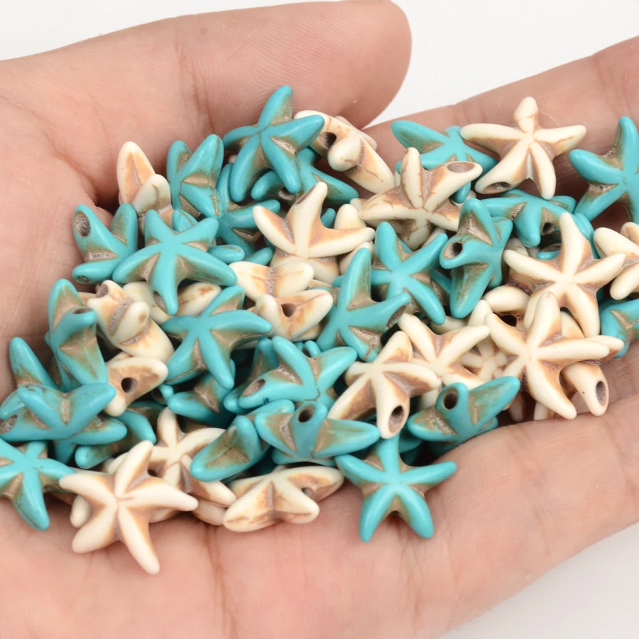Approx.38pcs/пакет 1.3 см * Морская Звезда Свободные Spacer Синий Белый Бирюзовый Бисер