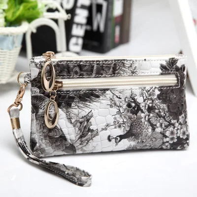fashion lady wrislet bag women's flower floral print mini clutch luxury wallet and shiny pu leather purse free shipping|bag shoe|bags picbag paper
