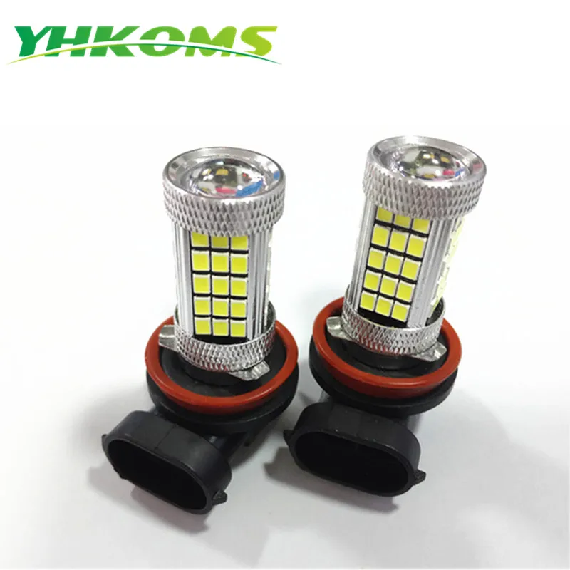 

YHKOMS H11 Противотуманные фары светодиодные лампы 50 Вт яркие SMD чипы 2835 H8 H9 лампа с объективом белый 600lms Замена для 12 В транспортных средств 2 шт.