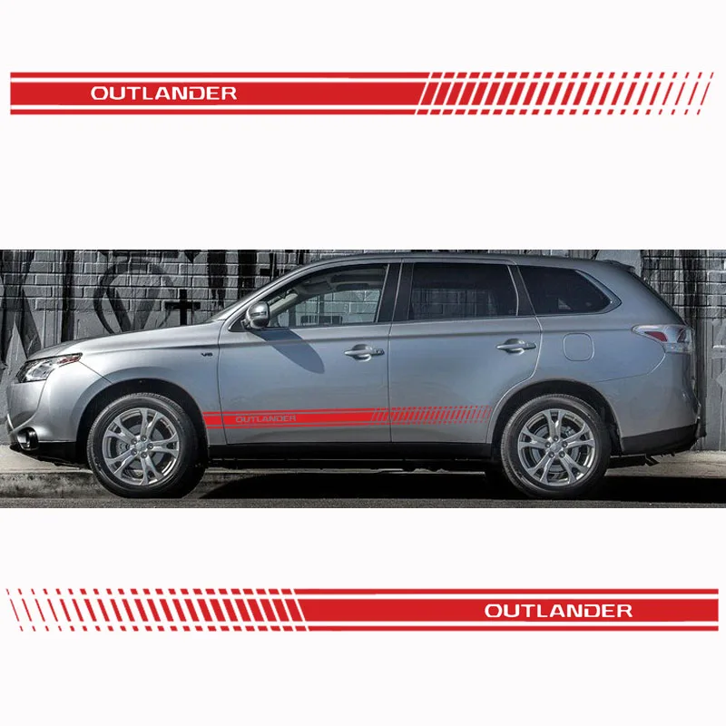 Автомобильный Стайлинг для Mitsubishi Outlander стильная Автомобильная наклейка на боковой стороне Кузова виниловая наклейка на кузов наклейка на боковой стороне наклейка в полоску 2 шт