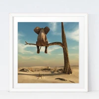 elephant stands on tree branch canvas art print wall picture surrealism canvas painting art poster home decor