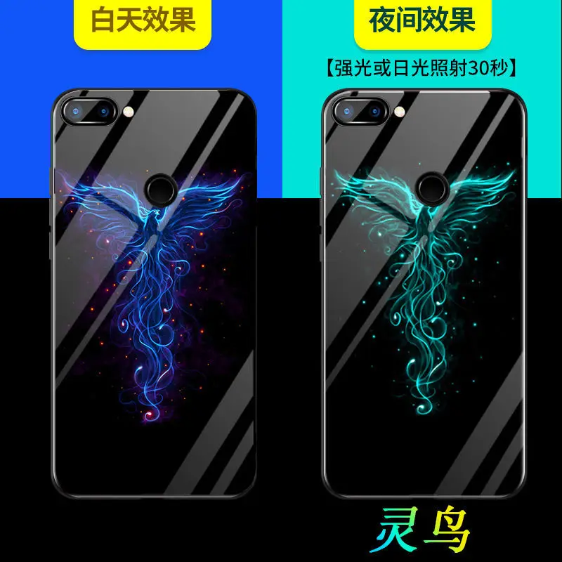 Чехол для Xiaomi mi 8 Lite SE A1 A2 6 6X 5X Red mi Note 5 5 Plus чехол Lu mi nous светящаяся задняя крышка из закаленного стекла силиконовый чехол